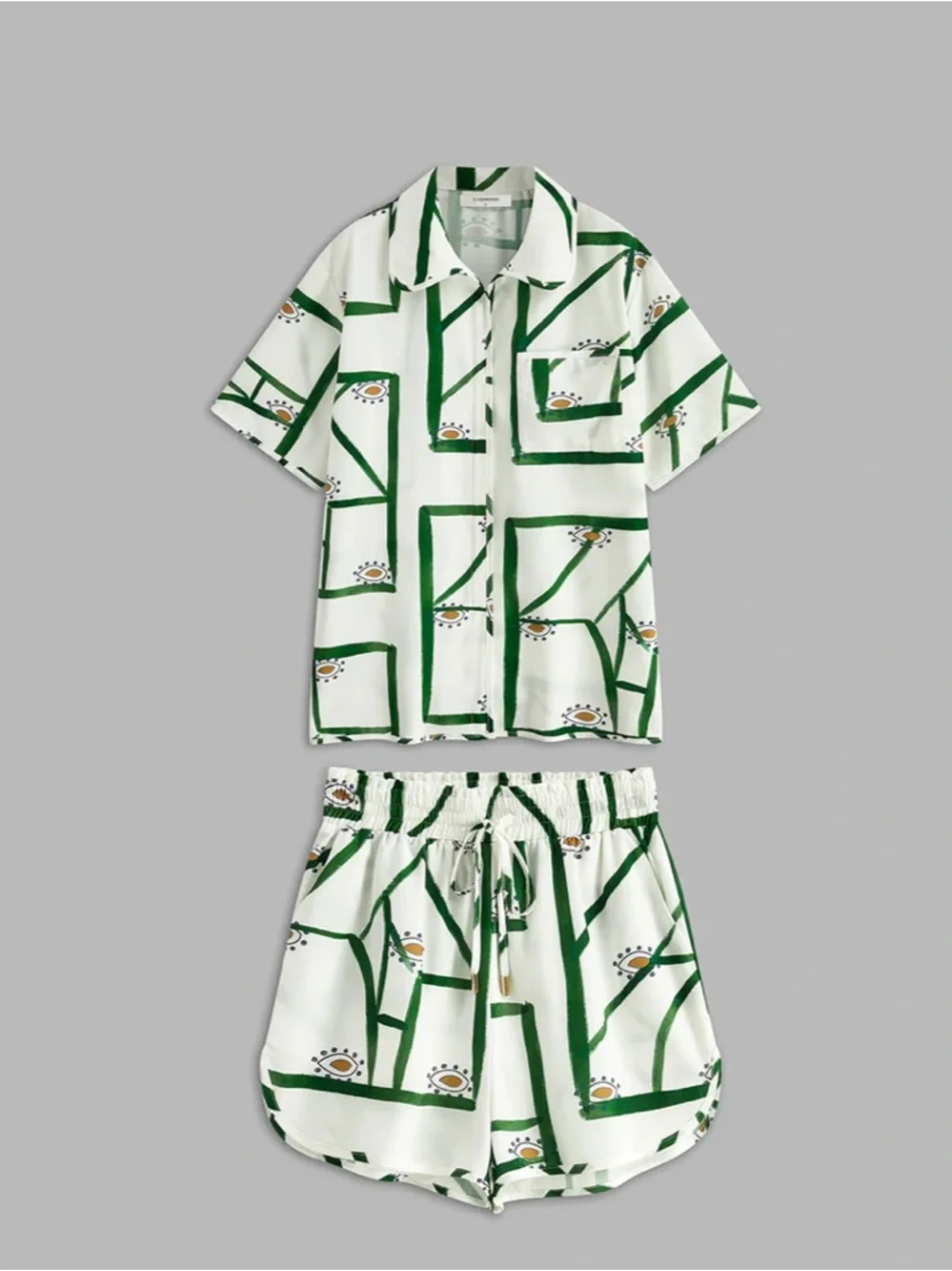 Commense Print Drawstring Shorts Set - Picture 2 of 9